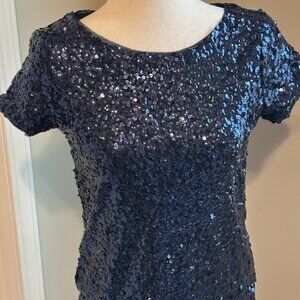 White House Black Market Navy Sequin Top Size XS